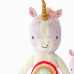 Cuddle + Kind Zoe the Unicorn Knit Stuffed Horse Purple Rainbow Gold Pink 20"